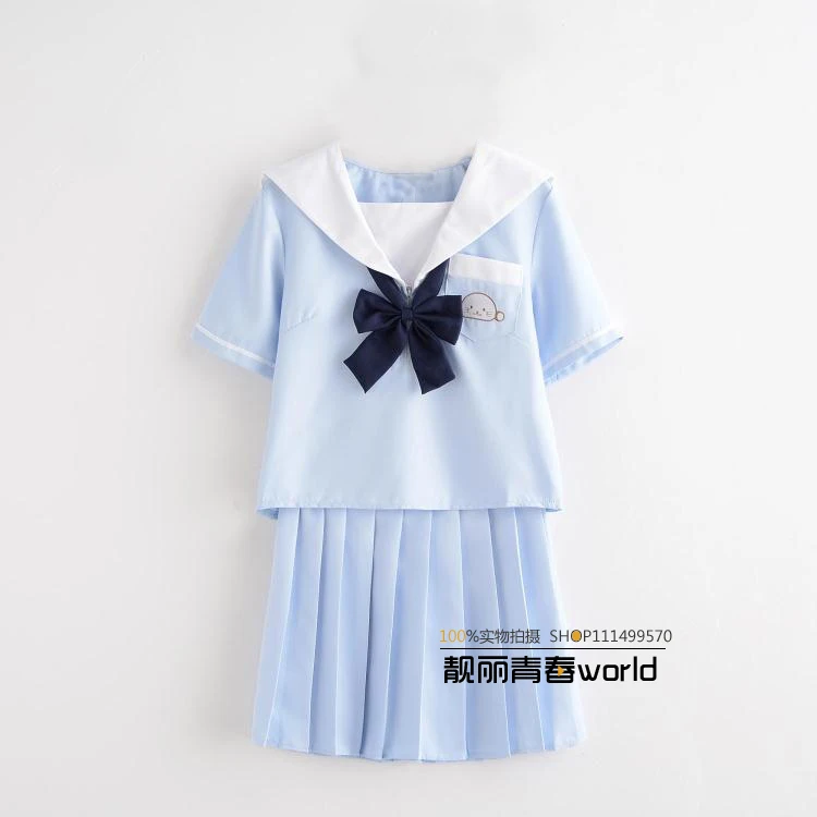 Синяя розовая японская школьная форма милая Корейская для девочек топы с