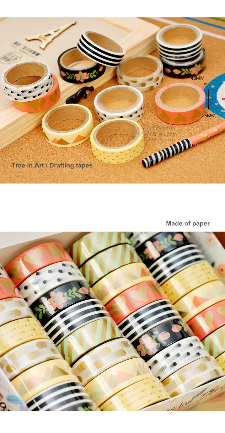 8 шт./лот бумажные ленты с рисунком дерева декоративная клейкая лента washi