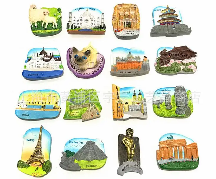 

(6 pieces / lot)World countries travel resin refrigerator stickers