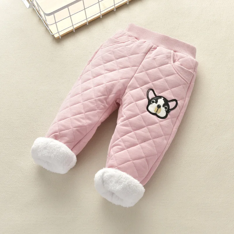 2021 г. Зимние штаны для мальчиков и девочек хлопковые плотные теплые с рисунком