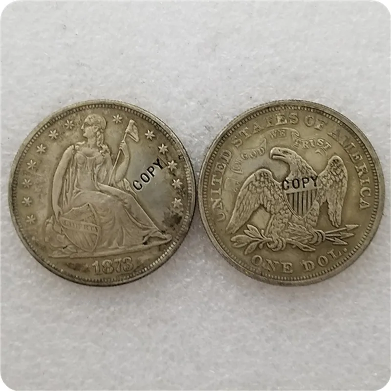 Античное серебро США 1870 1873 дюйма Seated Liberty 1 Фотогалерея монет копия искусственных