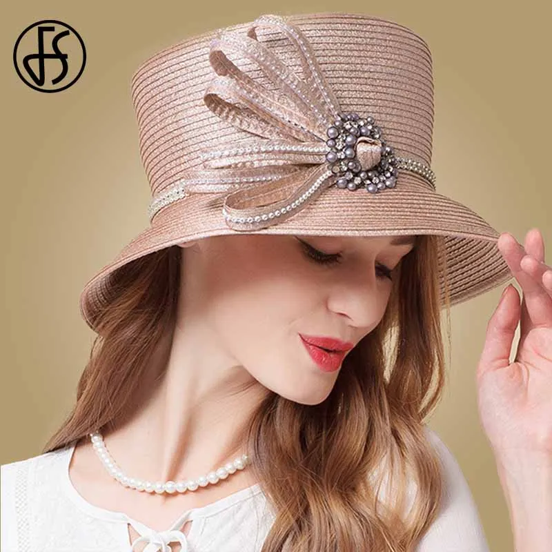 Женская шляпа с широкими полями FS в стиле Derby большая для свадьбы со