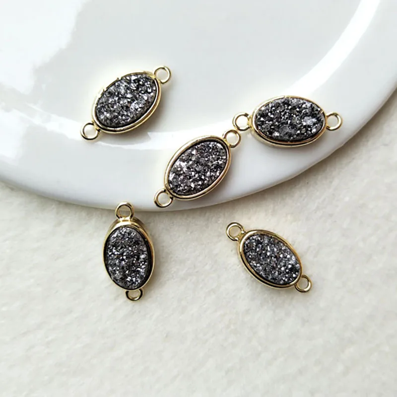 

Овальные бриллиантовые e-Geode Druzy Подвески, золотой цвет, титановая Друза, подвески, соединительные бусины с двойными парусами CT62, 5 шт.