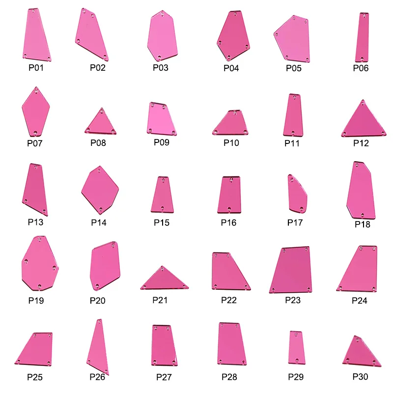 Пробивая распродажа! 50 шт. розовые зеркальные пришивные стразы нестандартные