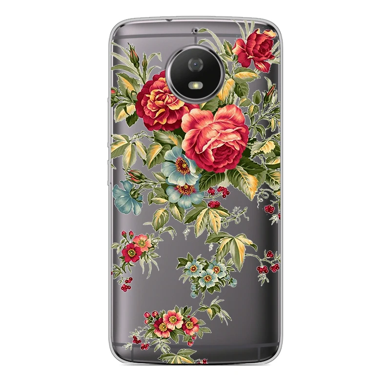 ciciber Phone Case for Motorola Moto G6 G5 G4 G5S M Soft TPU E5 E4 Z2 Z3 C Play Plus Go X4 One Power Back Cover Flower |