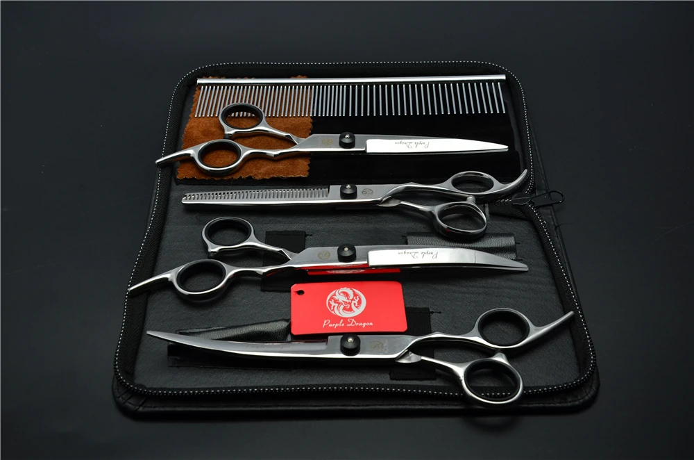 6.0 Inch Professional Hair Hairdressing Scissors Set - 5Pcs Suit with Comb, Cutting Shears, Thinning, and Up&Down Curved Shears Z3001 - 17.5cm image 3