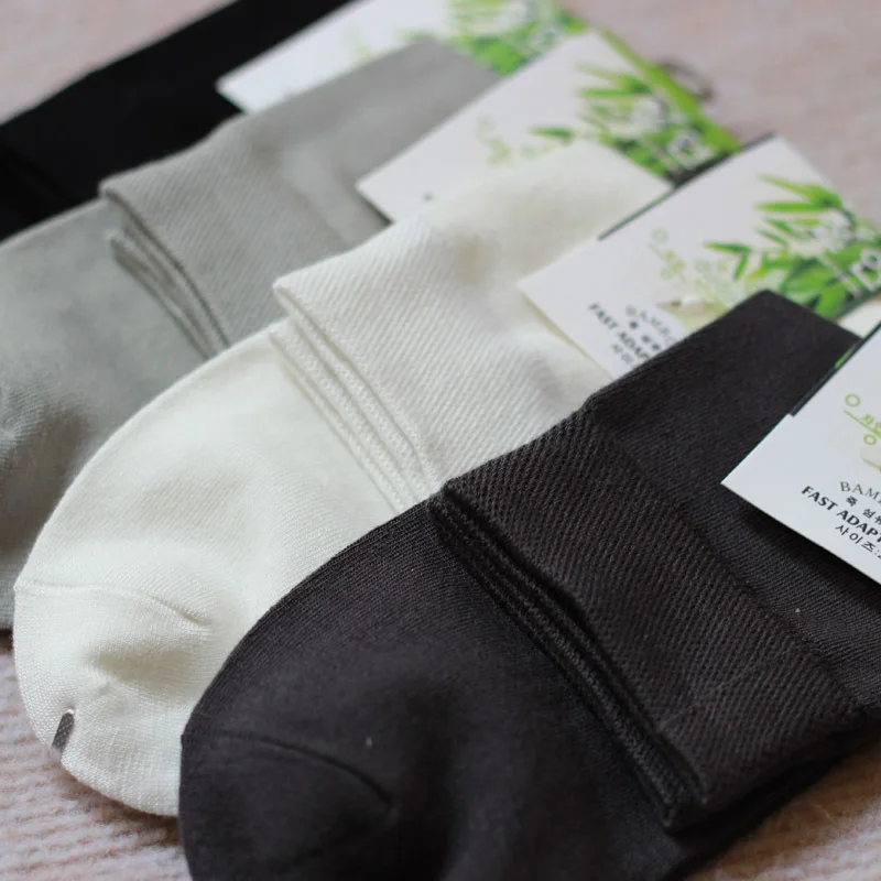 Носки мужские из бамбукового волокна брендовые черные повседневные 5 парт белые