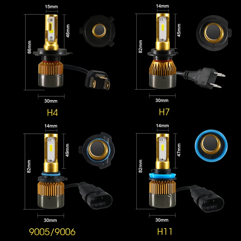 HLXG S2 обновление H7 светодиодные лампы 8000K 6000K H11 H4 Светодиодные Автомобильные фары