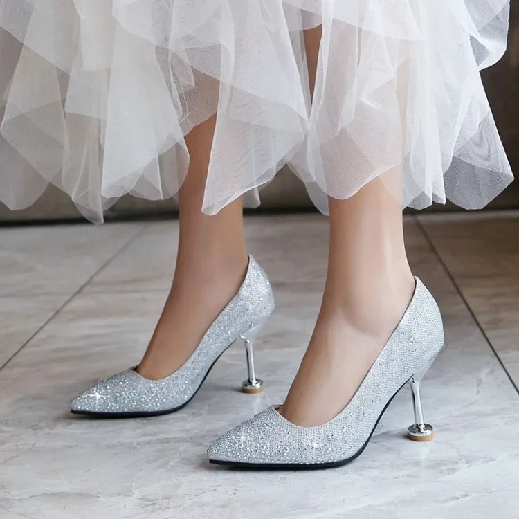 Женские туфли лодочки на высоком каблуке с чешскими бусинами большие размеры 11 12