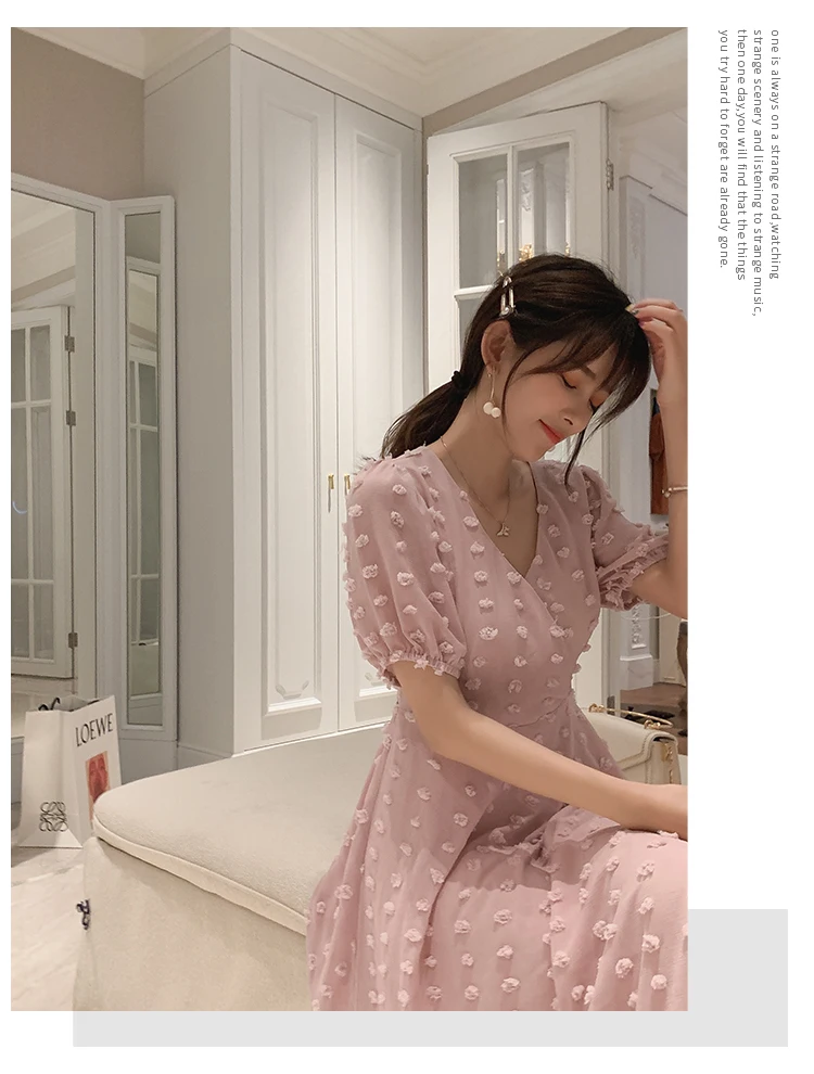 Mishow Женское летнее розовое шифоновое элегантное платье с цветочным принтом, v-образным вырезом и с короткими рукавами. Новая летняя коллекция Повседневный стиль Материал полиэстер MX19B1270