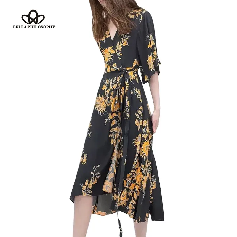 Платье с цветочным принтом винтажное длинное плиссированное платье треугольным