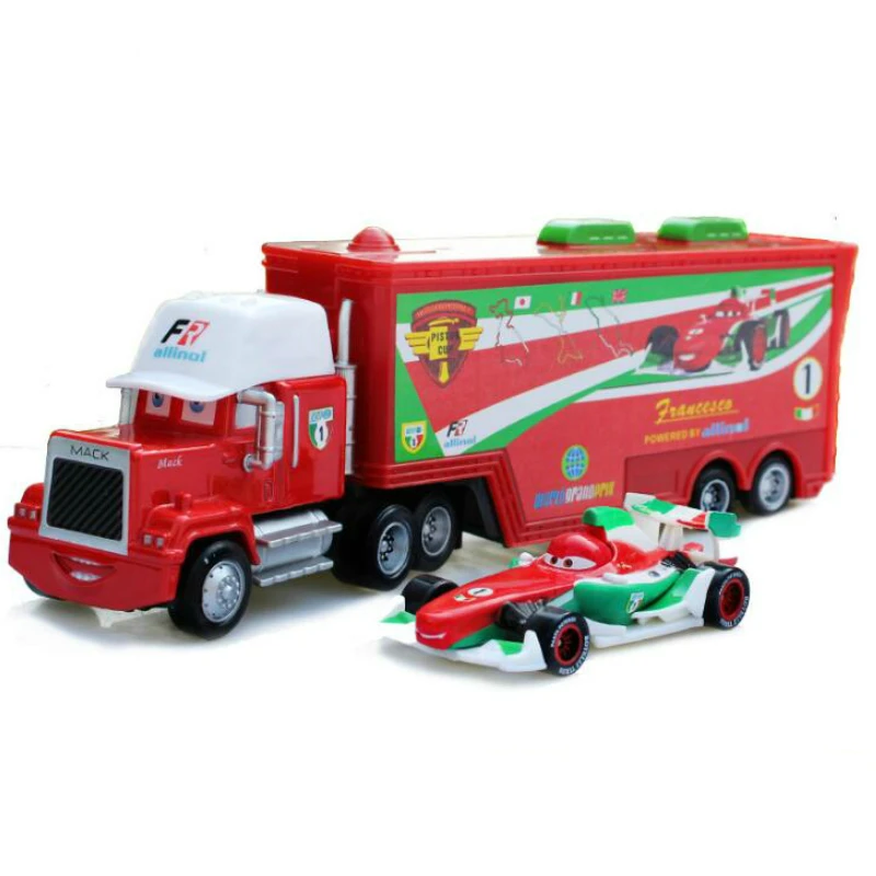 Disney Pixar машина 3 Lightning McQueenes металлическая Pixar машина s Jackson Storm Truck Cars Diecast 1:55 металлическая игрушка модель детских игрушек - Цвет: 1 truck with car