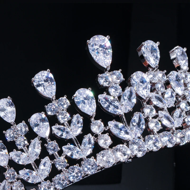 CWWZircons элегантный Красота queen CZ кубический цирконий повязка ювелирные изделия Большой Свадебный пышный диадемы и короны для невест A005