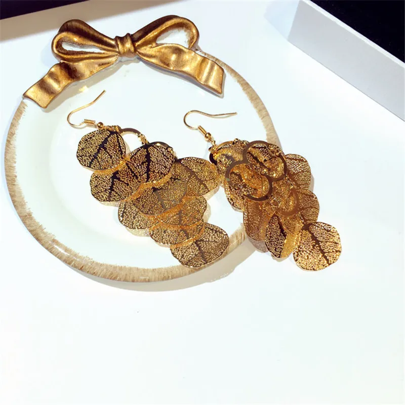 Charmwin New Fashion Tassel Dangle Earrings Long Women Exaggerated Hollow Tree Leaves Statement Hanging PE1684 | Украшения и