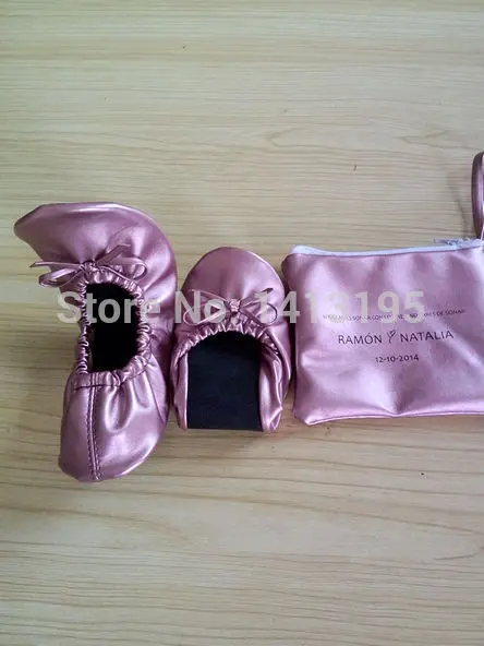 Новинка 2017 модная розовая Складная балетная обувь в сумке из ПУ с