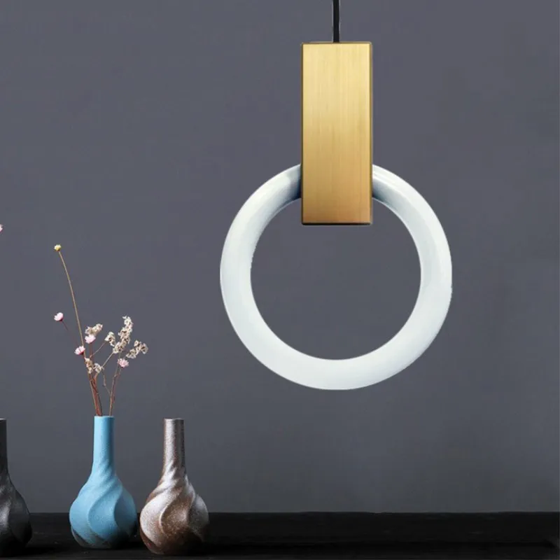 

Nordic Design Led Gold Glass Ring Modern Pendant Ceiling Lamps Hanging Light for Bar Loft Decor Kitchen Dining Room Living Room