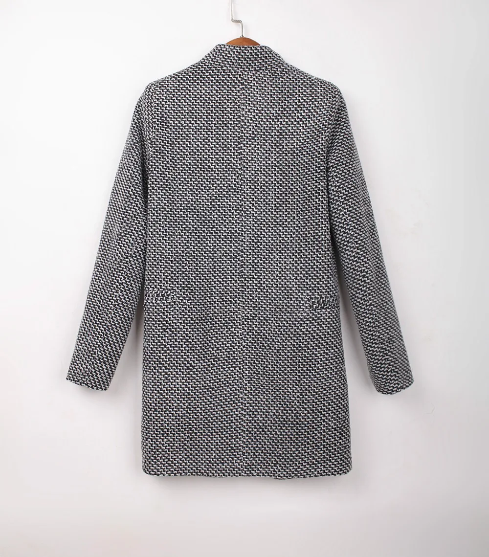 Promotions Large size new women's winter blended coat thickened plaid single-breasted lady Slim warm Woolen Windbreaker DF7724 | Женская