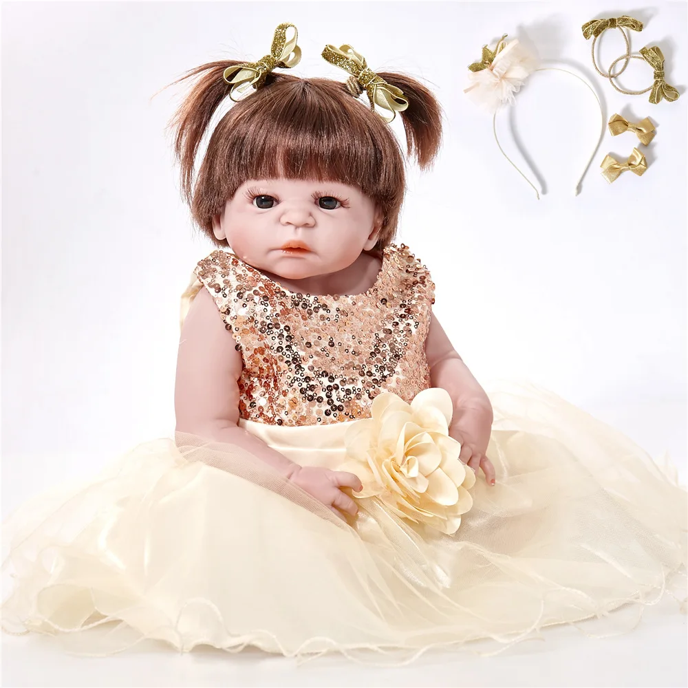 22 дюйма Кукла Reborn Baby силиконовая кукла Boneca Babe Alive Like Newborn подарки для девочек и