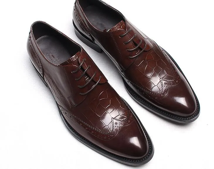 

Black Brown Mens Embossed Leather Fashion Shoes 2018 Spring Autumn Wedding Prom Party Male Dress Oxfords Shoes