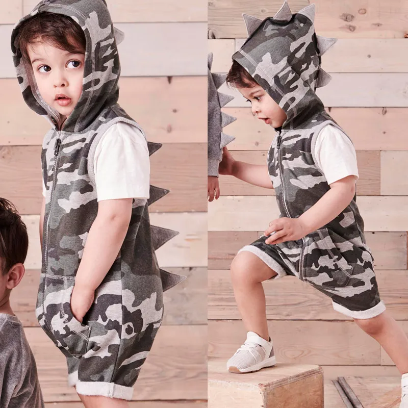 pudcoco Newborn Baby Boy Girl Hooded Romper camouflage print sleeveless zipper Jumpsuit Rompes Camo Playsuit Clothes Outfit |