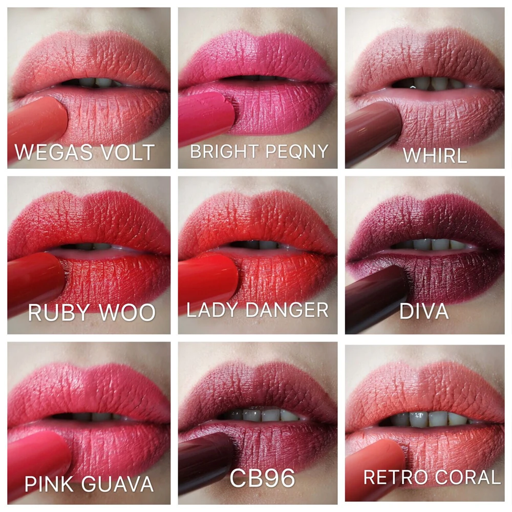 YAVAY Очаровательная губная помада ROUGE ALEVRES DIVA WHIRL TWIG ruby woo CHILI SEE SHEER LADY DANGER PINK GUAVA WEGAS VOLT