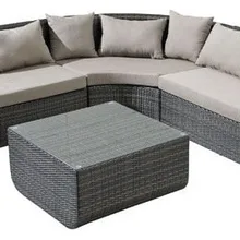 Всесезонная уличная плетеная мебель 4 х секционный диван для