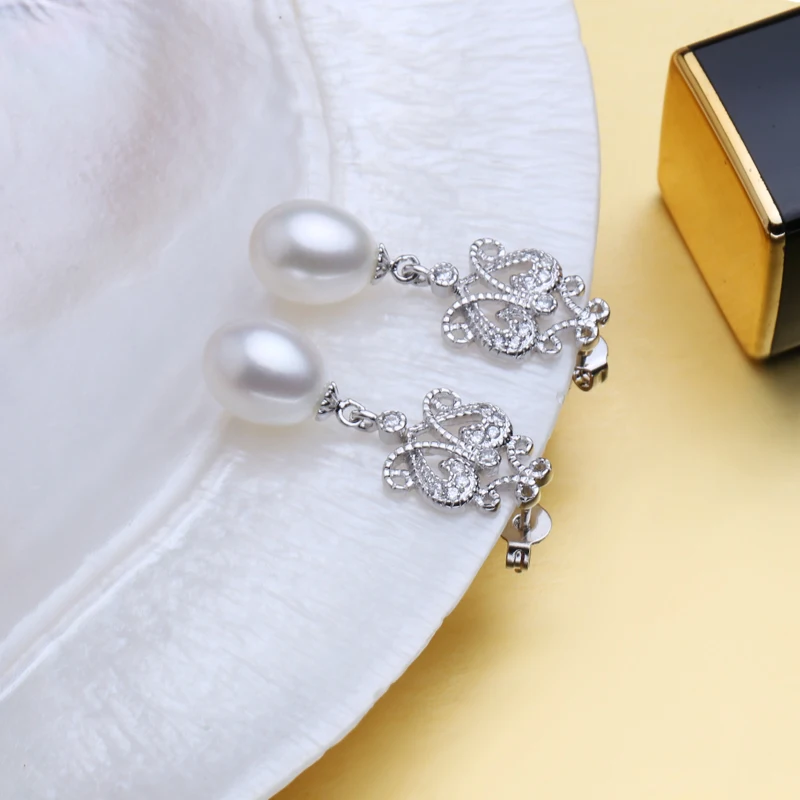 Женские серьги из серебра 925 пробы с натуральным жемчугом|drop earrings|earrings forearrings for