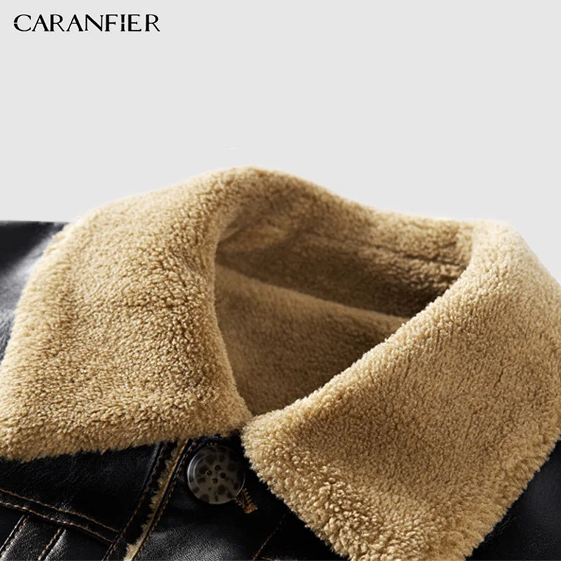 CARANFIER мужская кожаная куртка из ПУ деловая повседневная толстая теплая широкая