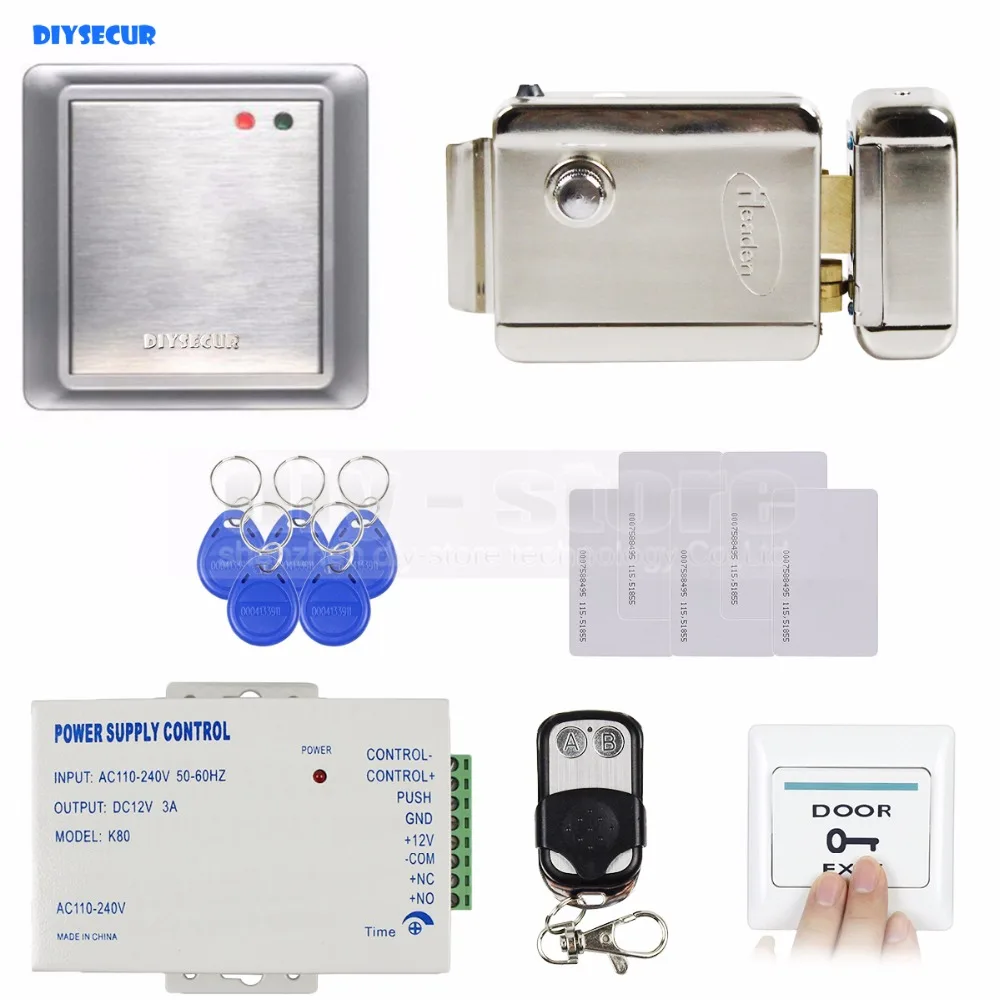 DIYSECUR Complete 125KHz RFID Keypad Access Control System + Electric Lock Power Supply Security Product 8168A | Безопасность и