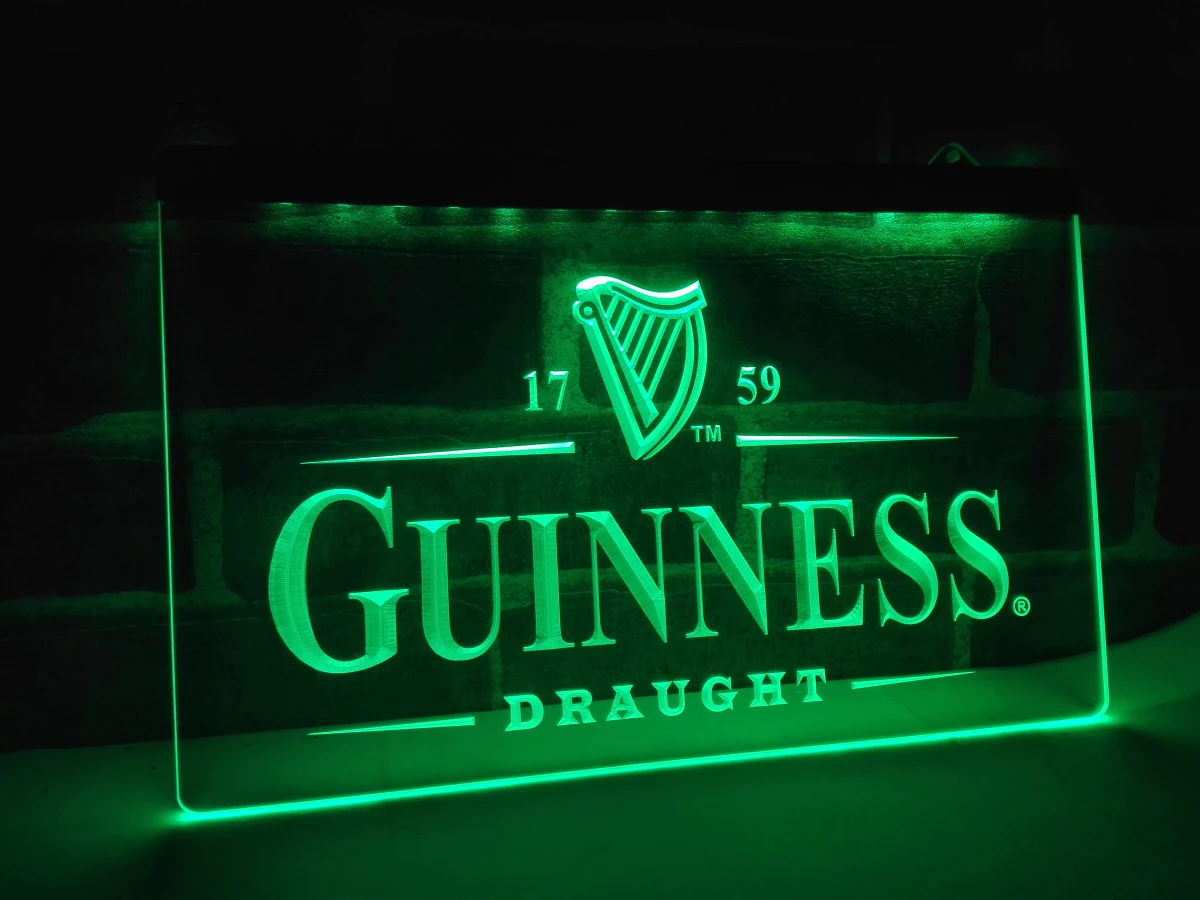 LE002- Guinness винтажные логотипы пивной бар светодиодный светодиодная неосветильник