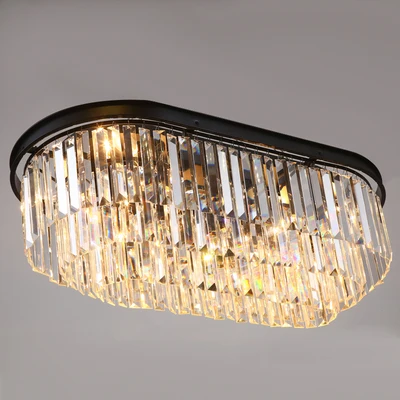 

Stadium oval RH American retro vintage hanging chain pendant light lamp LED dinning room crystal glass ceiling pendant lamp LED