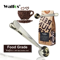 stainless steel coffee scoop with bag clip sealing tea measuring spoon kitchen tool coffee accessories