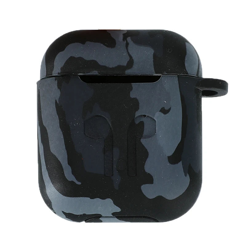 Камуфляжный чехол для наушников для Airpods, силиконовый чехол, противоударный защитный чехол с карабином для Apple, аксессуары для Airpods