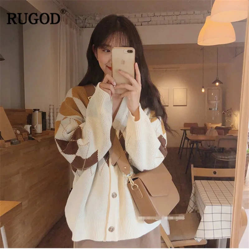 RUGOD 2019 винтажные Модные женские кардиганы с V образным вырезом Повседневный