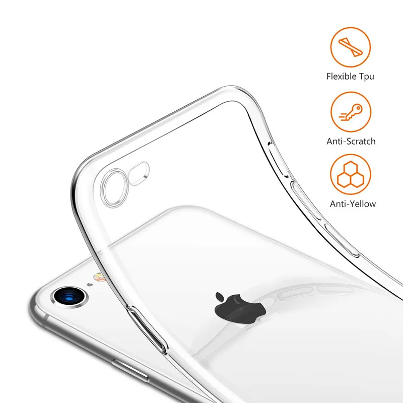 Кристально чистый чехол для iPhone 8 Мягкий ТПУ Прозрачный Ультра тонкий