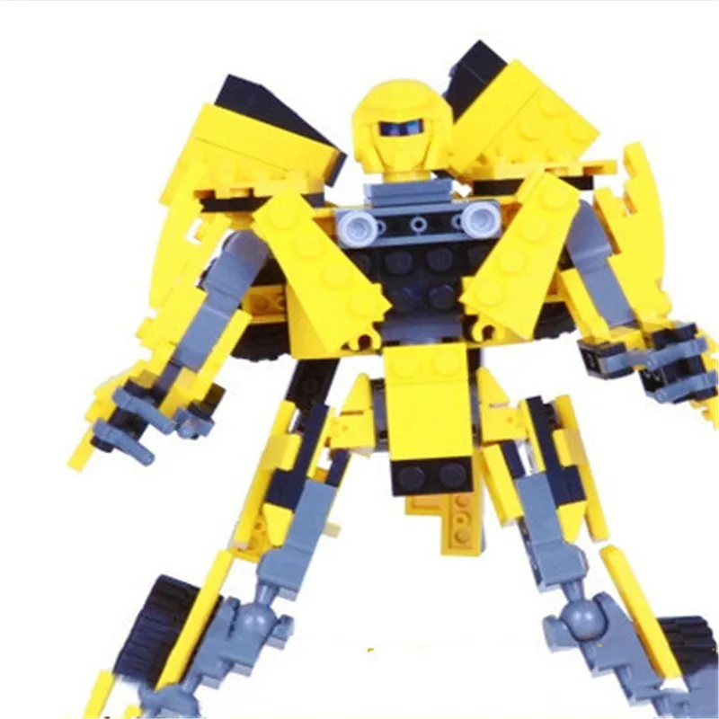 8711 Трансформация Робот желтый автомобиль кирпичи legoings Логические блоки игрушки