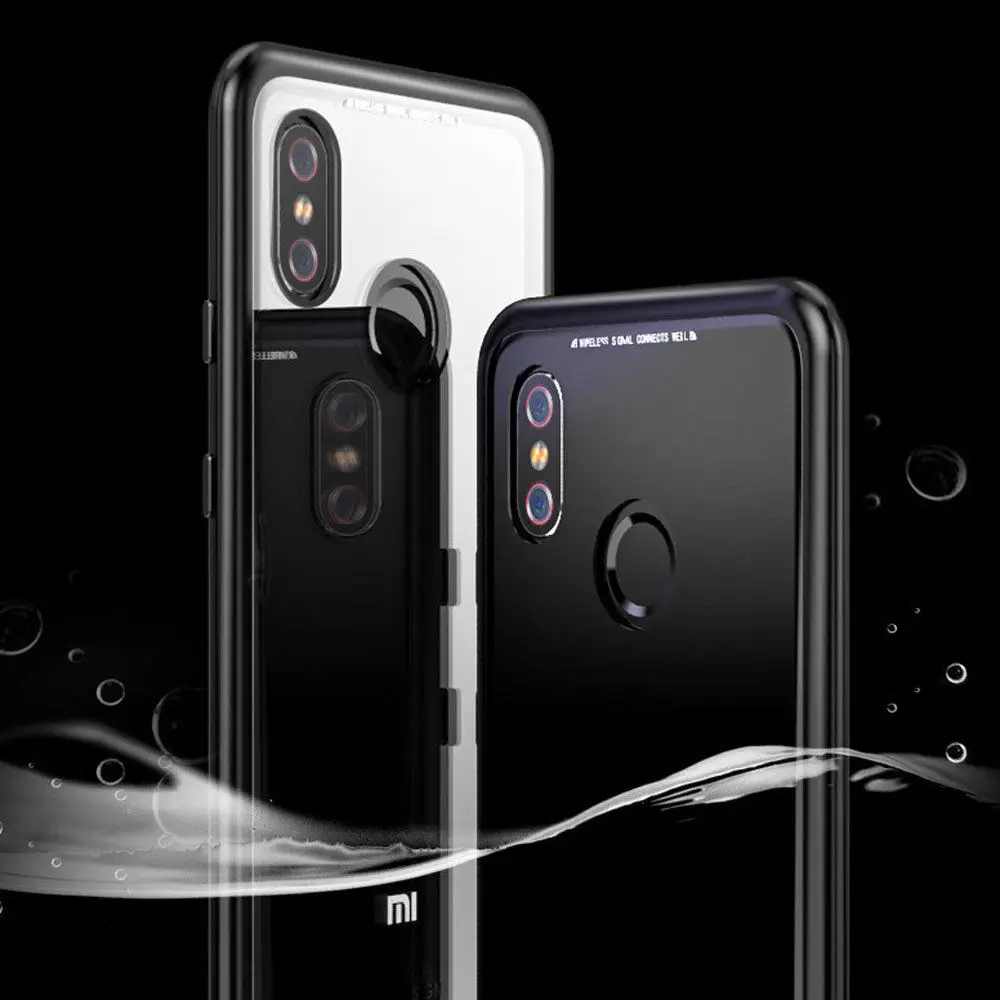 Магнитный металлический чехол для Xiaomi 6X A2 роскошный из закаленного стекла Redmi 6 6A