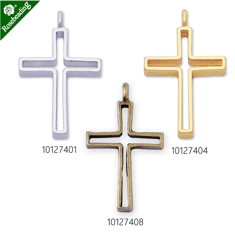 

10pcs 33x23mm cross framework open back pendant,Resin Setting,metal frame