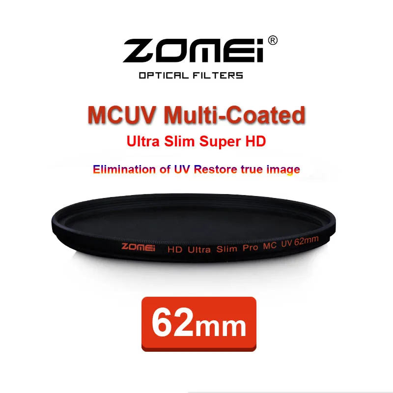 

ZOMEI 62mm PRO Ultra Slim HD MCUV 18 Layer Multi-Coated Optical Glass MC UV Filter for Canon Nikon Pentax Sony Camera Lens 62 mm