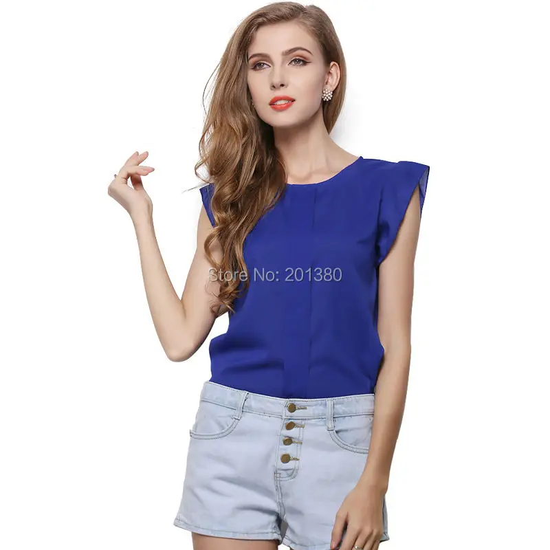 2019 Fashion Solid Women Chiffon Tank Tops Blouses 4 colors Summer Style images - 6
