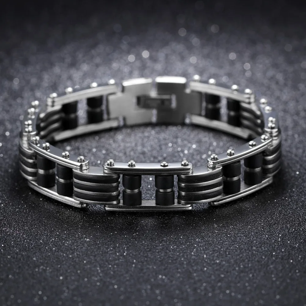 Крутой Панк Рокер черный силиконовый мужской браслет Homme Высокое качество