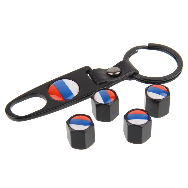 4Pcs/Set Rline Russia Logo Metal Car Tire Valve Stem Cap Air Dust Covers Tool Wrench Keychain Styling For Russian Flag | Автомобили и