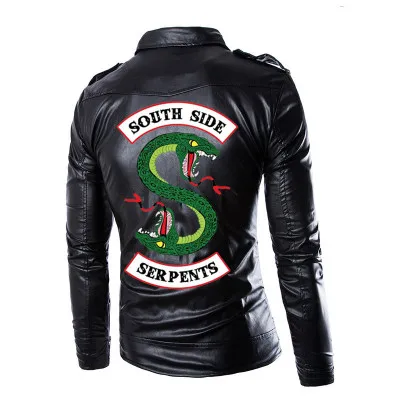 

Riverdale Spring Autumn Fashion Motorcycle Jackets PU Leather Moto Jackets Men Slash Zipper Lapel Biker Rider Faux Leather Coat