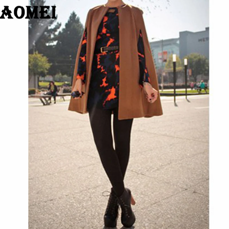 Для женщин часы шерстяные пальто накидка Повседневное модная спецодежда зимняя