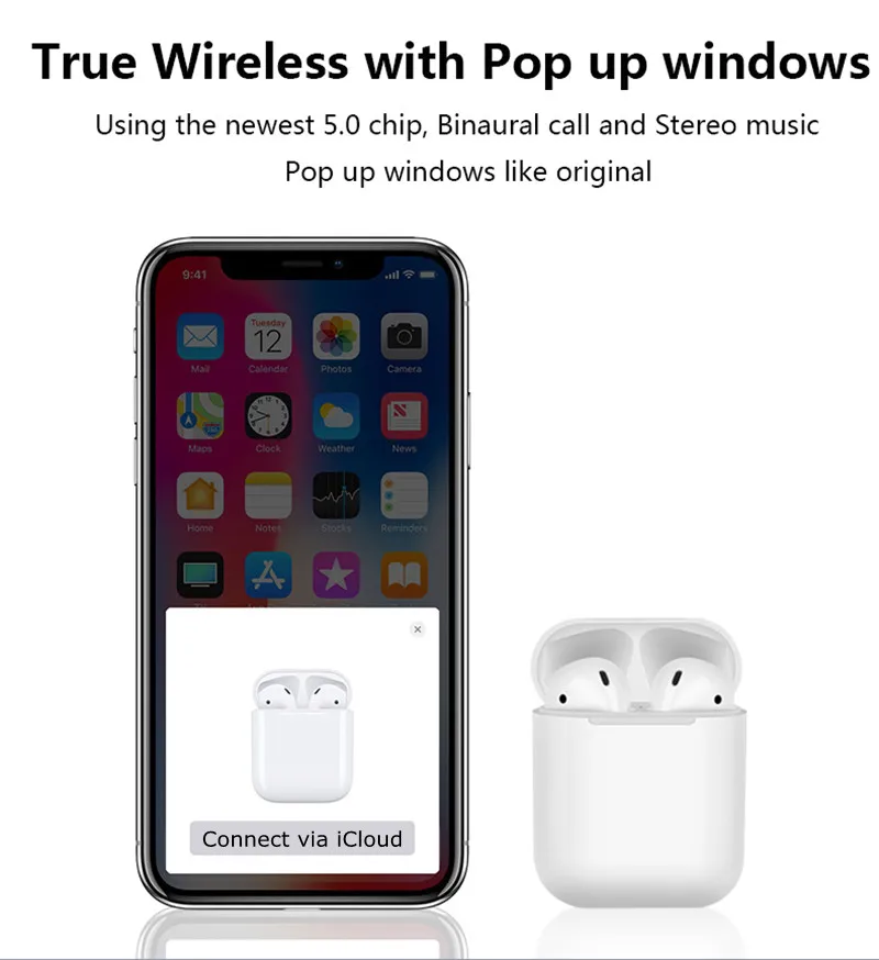 GutsyMan i24 TWS wireless Earphones Bluetooth 5.0 Headphones Stereo Bass Pop up Touch control Headsets Earbuds for smart phones