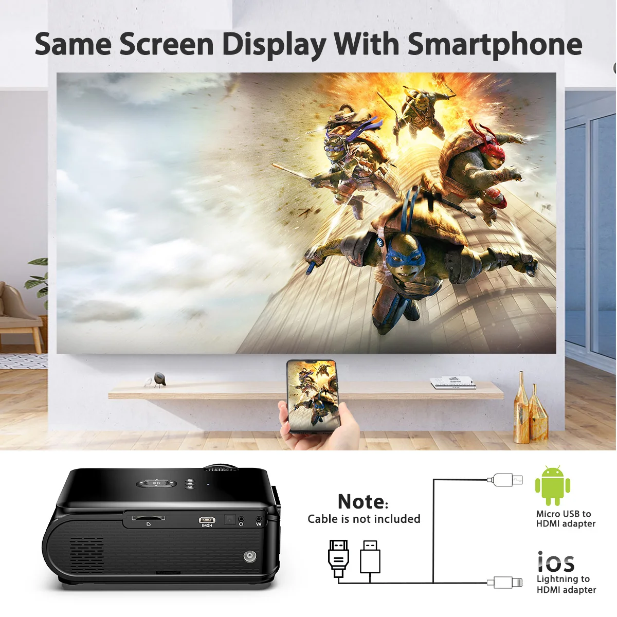 Excelvan BL-90 проектор портативный мини светодиодный 800x480 1080p 1000 люмен для домашнего кинотеатра с VGA HDMI USB SD AV интерфейсом