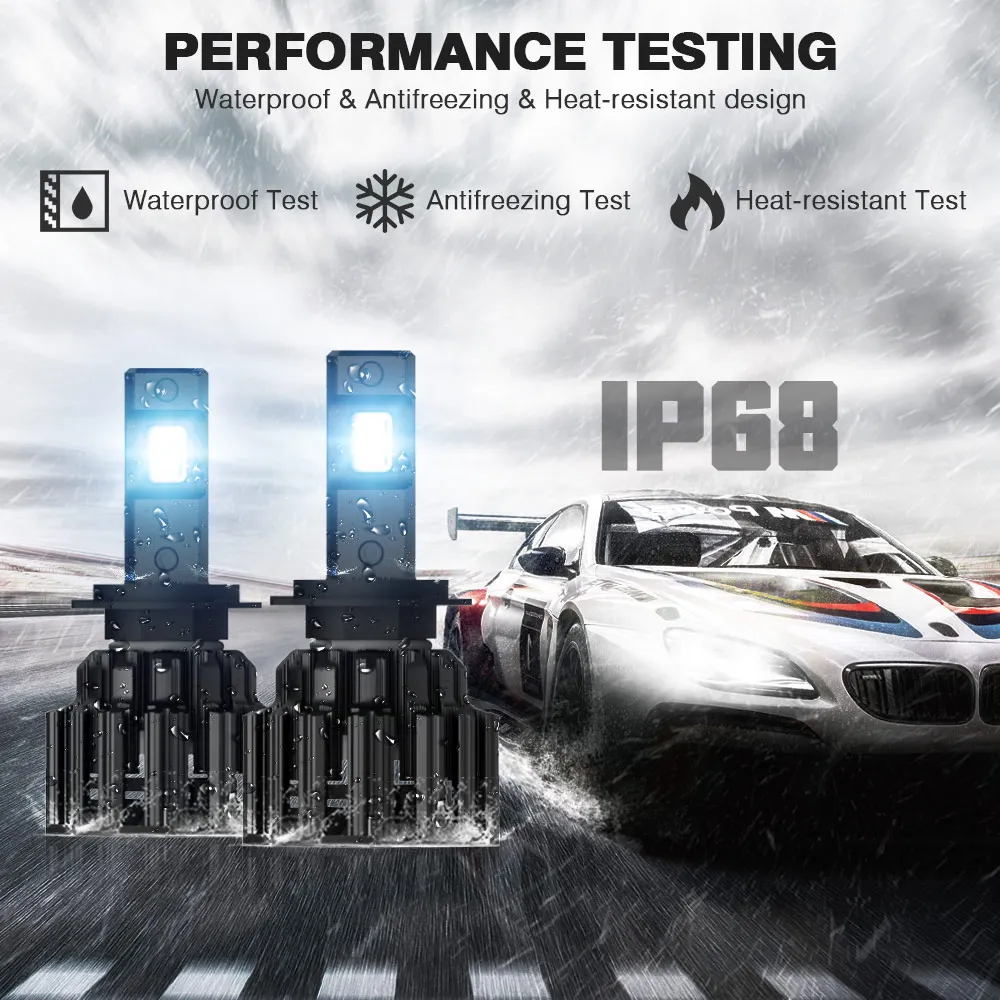 Novsight светодиодные лампы для автомобильных фар H7 H11 HB3/9005 HB4/9006 H4/9003/HB2/короче спереди и длиннее сзади) авто фары 6000 К белого Авто h7 светодиодные лампы светодиодный
