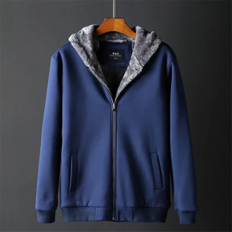 Autumn Winter Thick Warm Plus Size Hoodies Men Long Sleeve Velvet Casual Sweatshirt Jacket Mens Hooded Zipper Coat Xl5104