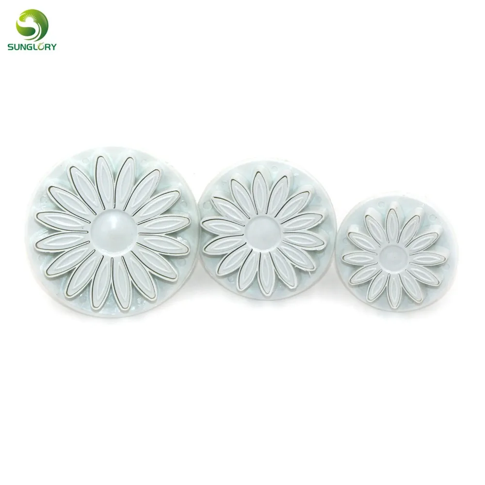 3PCS/SET Plastic Sunflower Plunger Cutter Daisy Flower Cookie Set Fondant Mold Baking Tools Cake Decoration White | Дом и сад