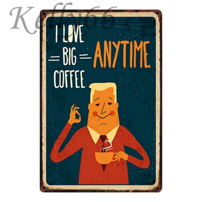 

[ Kelly66 ] I LOVE COFFEE Tin Sign Poster Cafe Decor Wall Plaque Metal Painting Drop shipping 20*30 CM Size y-1226